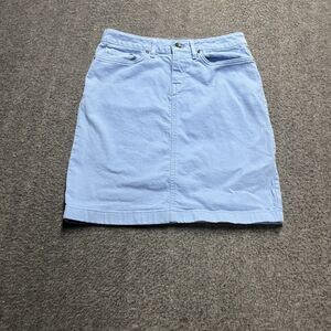 LL Bean Favorite Denim Skirt Women's Size 4 Petite Light Blue Cotton Stretch